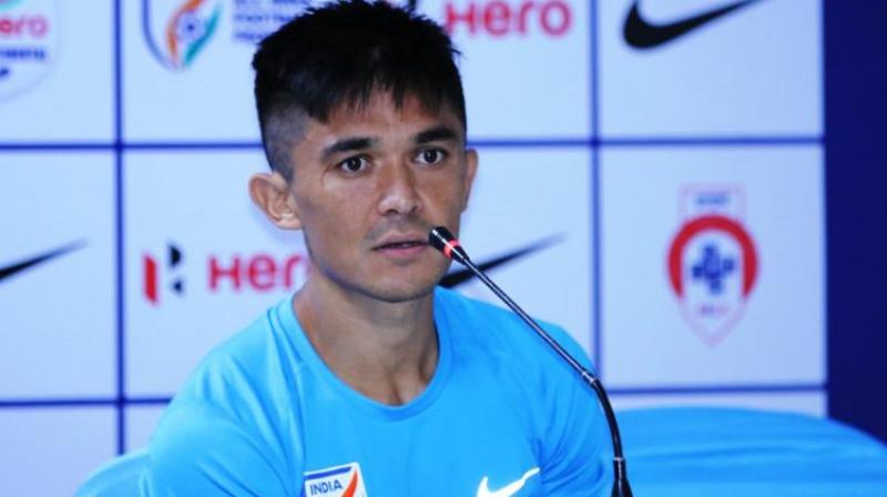 \The BFC medical team have shared the MRI reports and medical assessments and we have scrutinised them thoroughly. Sunil needs rest of around two weeks and proper rehabilitation after which he can get back to training,\ said Indian teams physiotherapist Gigy George. (Photo: AIFF Media)
