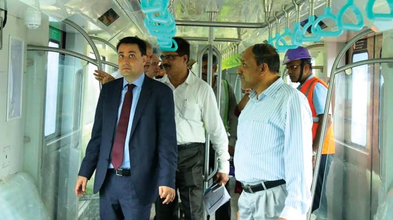 Ambassador of France to India Mr Alexandre Ziegler, who was on an official visit to the city assessed the progress of Kochi Metro and visited various locations along the Kochi Metro line including the Muttom yard and metro stations. (Photo: DC)