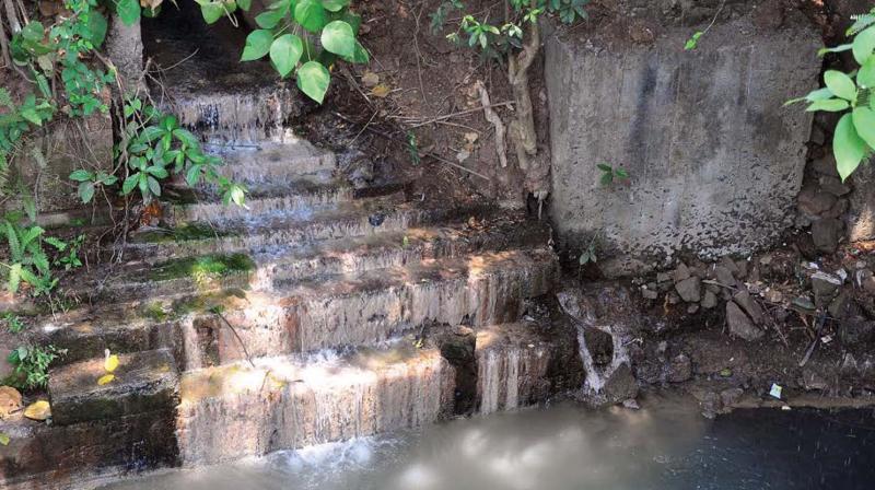 Water leakage in KWA pipelines at Karaparamba in Kozhikode. (Photo: DC)