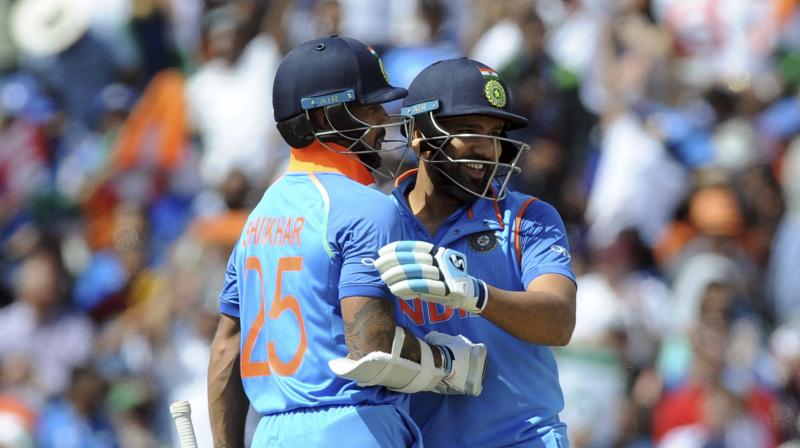 Rohit Sharma and Shikhar Dhawan put up yet another stellar performance as they posted an 87-run stand at the top of the order, in the Champions Trophy semifinal against Bangladesh, at Edgbaston. (Photo: AP)