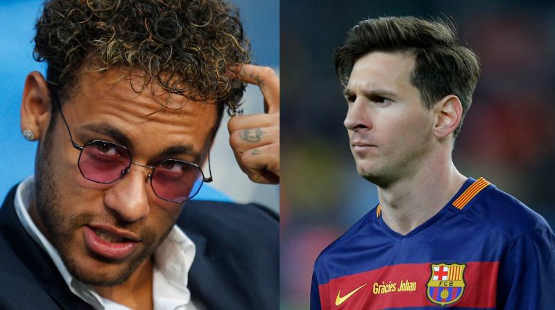 Lionel Messi, who won the Champions League and two of his La Liga titles with Neymar alongside him at Barcelona, said he had spoken to the Brazilian about rumours linking him with a return to Spain albeit at Real Madrid, Barcas fiercest rivals. (Photo: AP)