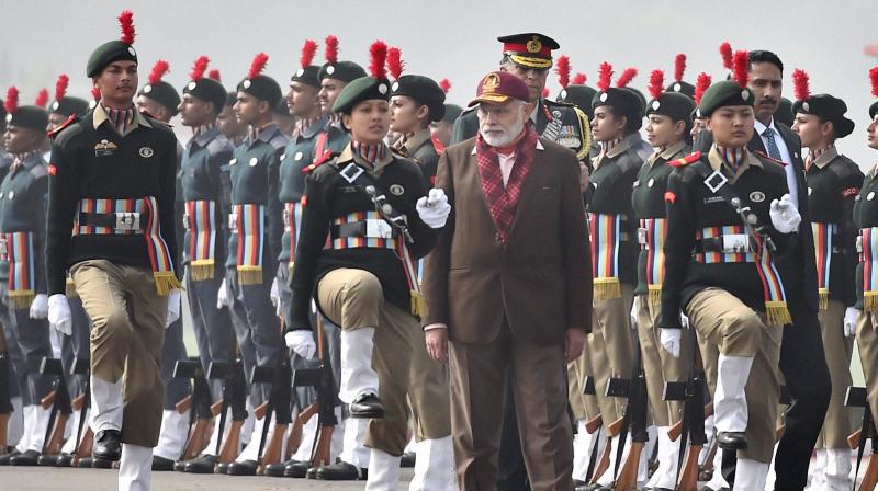 Prime Minister Narendra Modi inspecting the Guard of Honour during the Prime Ministers NCC Rally, in New Delhi. (Photo: PTI)