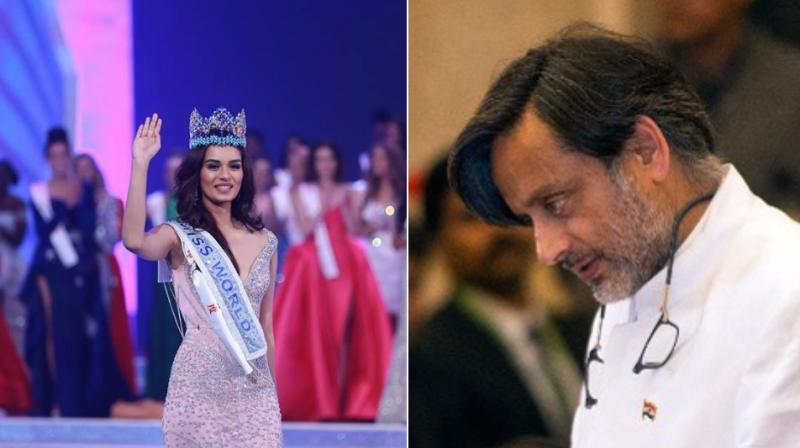 Tharoor apologised for his remark, which, he said, was a light-hearted comment and also praised Manushi Chhillar. (Photo: DC/AFP)