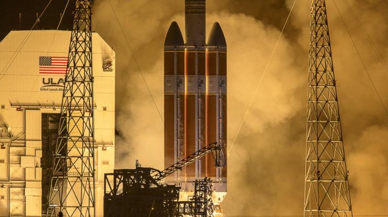 The launch of the United Launch Alliance Delta IV Heavy rocket carrying the spacecraft was scrubbed on Saturday due to a violation of a launch limit, resulting in a hold.  (Photo: NASA | Twitter)