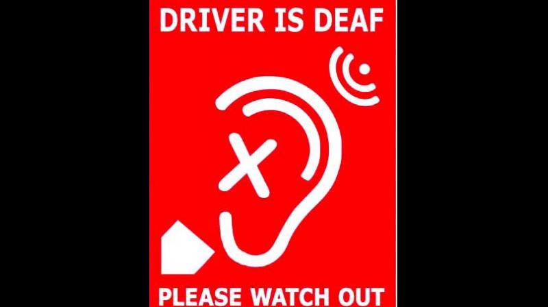The logo to be placed on vehicles being driven by hearing impaired drivers