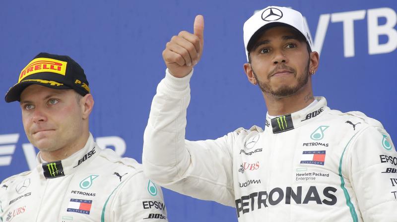 Bottas had started on pole and was unhappy at being asked to obey team orders that deprived him of a possible victory as he came home 2.5 seconds behind Hamilton, who looked sheepish about it all after the race. (Photo: AP)