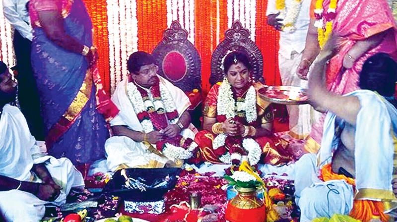 Expelled AIAMDK leader and Rajya Sabha MP Sasikala Pushpa on Monday marries her lawyer-friend Dr B.  Ramasamy in New Delhi.