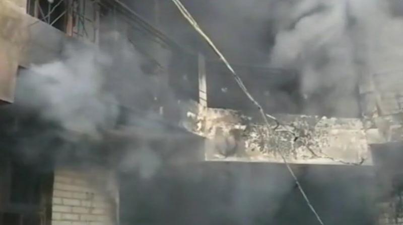 Initial reports suggest that cylinder blast could be the reason behind the fire. (Photo: Twitter | ANI)