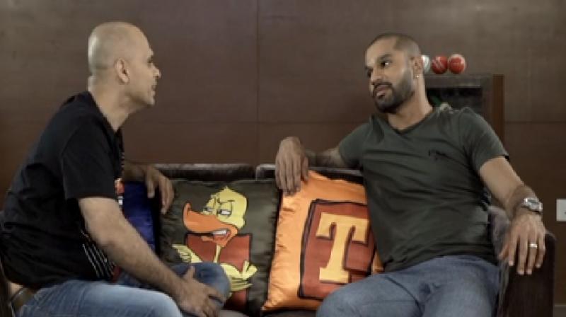 Shikhar Dhawan with comedian Vikram Sathye on the show What the Duck (Photo: Viu