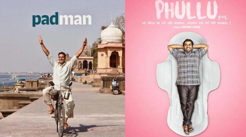 Akshay Kumar in Padman poster, Sharib Hashmi in Phullu poster.
