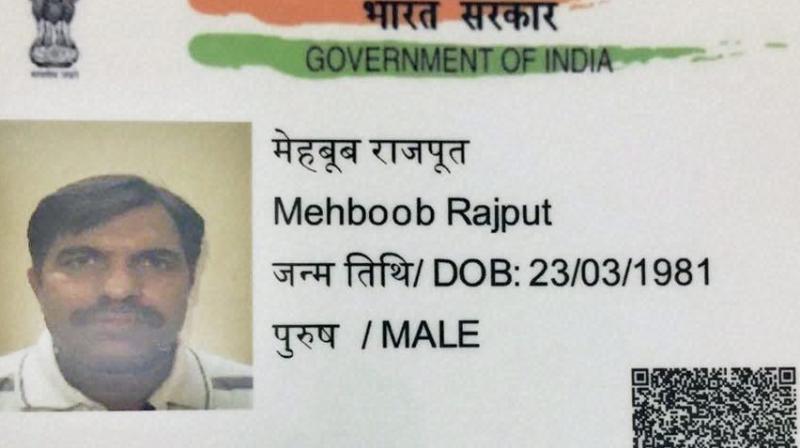 Copy of the forged Aadhar card of Pakistan High Commission staffer Mehmood Akhtar who used to hire spies to get sensitive information and documents related to Army deployment from a spy network he had created. (Photo: PTI)