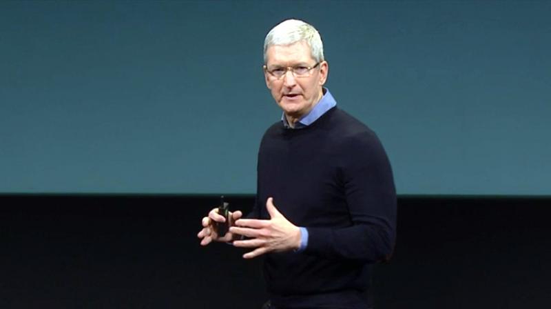 Apple CEO Tim Cook on stage at a keynote event