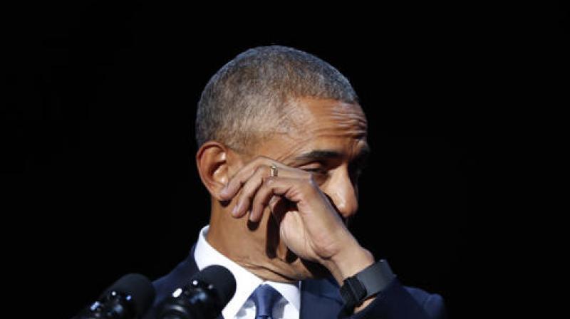 President Barack Obama wipes away tears while speaking during his farewell address at McCormick Place in Chicago. (Photo: AP)