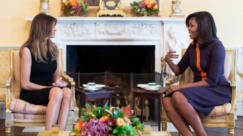 The First Lady hosted Trump at the private residence of the White House for some tea and a tour of the private residence. (Photo: Twitter)