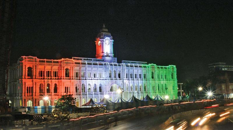 Ripon buildings lit with colours of  tricolour ahead of Republic Day on Wednesday.(Photo: DC)