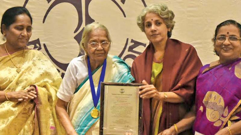 Dr Kousalya Devi receives the Renny Abraham Tanker Foundation Love for Service Award 2017. (Photo: DC)