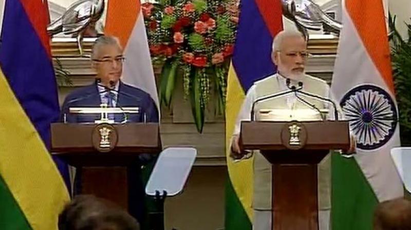 India also agreed to provide a Line of Credit of USD 500 million to Mauritius for various projects. (Photo: ANI/Twitter)