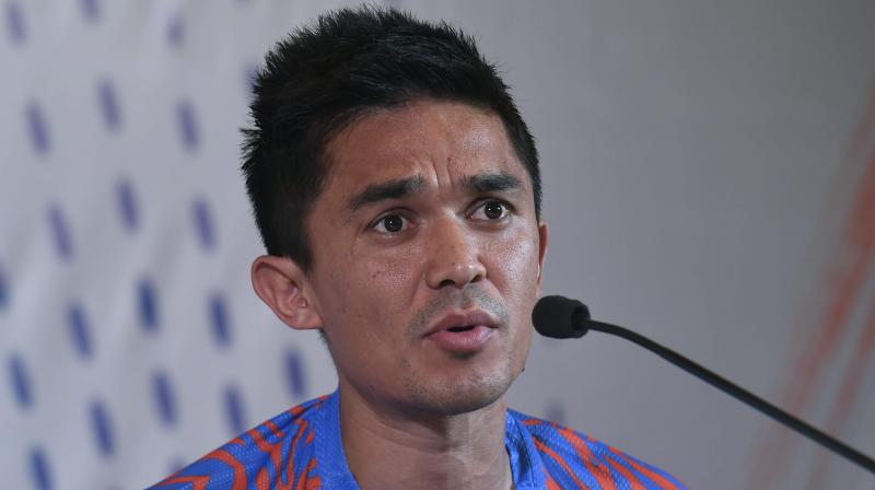 Indian captain Sunil Chhetri on Wednesday stated \India will be looking to get no less than 3 points against Thailand\ ahead of the Blue Tigers fourth participation in the AFC Asian Cup 2019. (Photo: PTI)