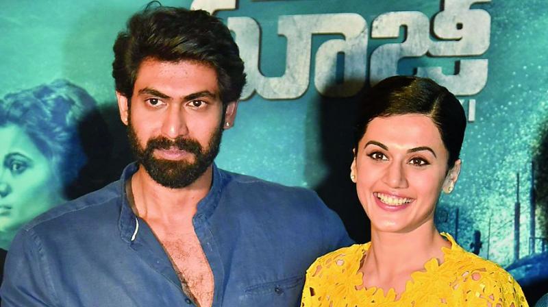 Rana Daggubati with Taapsee at the promotional event on Tuesday