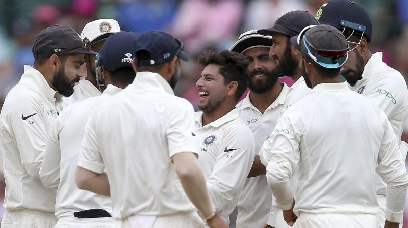 The 24-year-old left-arm wrist spinner scalped three wickets to leave Australia struggling for 236-6 in reply to Indias first-inning score of 622-7 declared on the third day of the fourth Test. (Photo: AP)