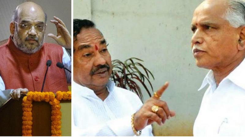 BJP President Amit Shah sounded a warning to Karnataka leaders Yeddyurappa and Eshwarappa. (Photo: PTI)