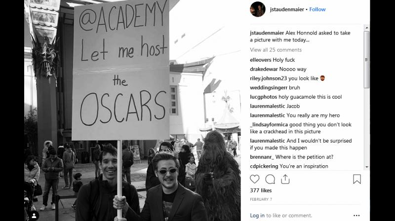 This is not the first time that Staudenmaier has tried to grab attention of the celebrities through social media. (Photo: Instagram/