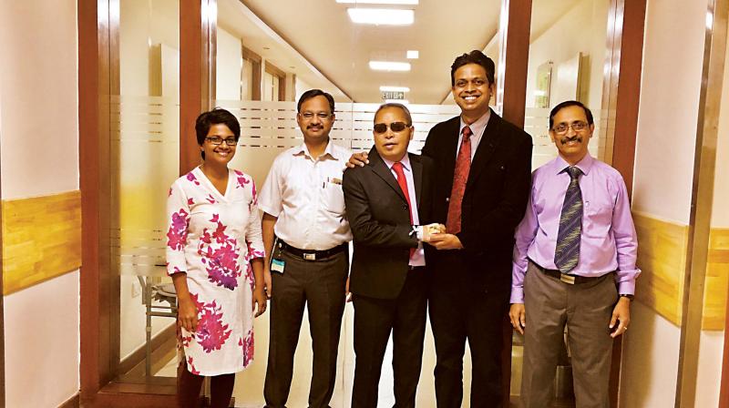 Madagascar MP Rasolonjatovo Honore with a team of doctors in Apollo Hospital 	(Phot:DC)