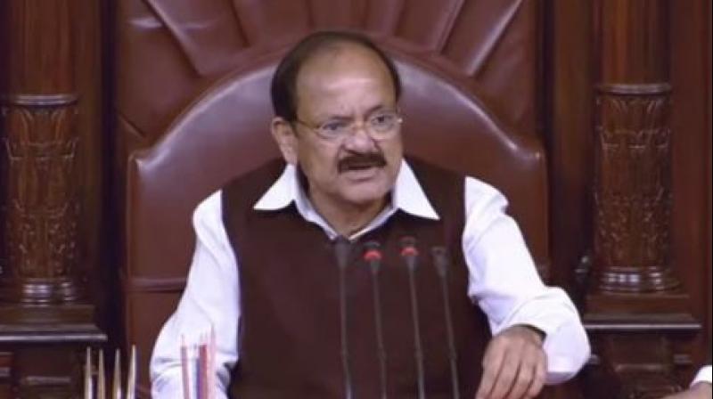 Repeated pleas by Rajya Sabha Chairperson M Venkaiah Naidu to the members on their conduct and asking them to return to their seats went unheeded. (Photo: Screengrab)