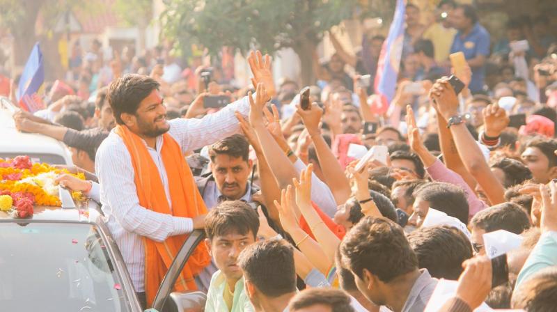 Three days before the second phase of Gujarat Assembly polls, the rally-cum-roadshow on motorcycles and cars was organised, which started from Bopal and culminated at Nikol area on the other end of the city, covering a distance of around 15 km. (Photo: Twitter | @HardikPatel_)