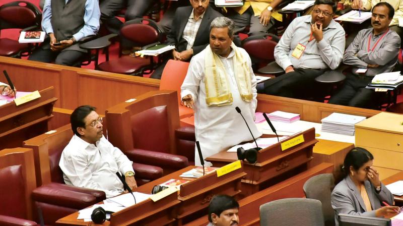 Chief Minister Siddaramaiah speaks in the Legislative Council during the winter session of the state legislature in Belagavi on Thursday.