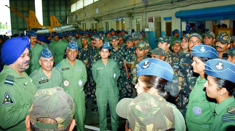 Air Chief Marshal Birender Singh Dhanoa, the Chief of the Air Staff, visits the Air Force Station Hakimpet on Friday.