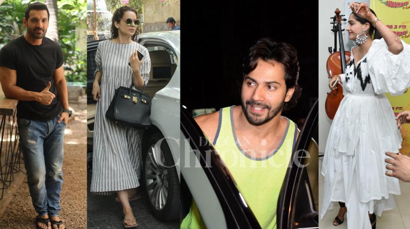 Snapped: B-town stars John, Kangana, Varun, Sonam spotted in the city