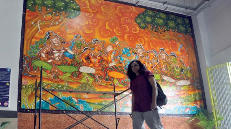 One of the mural painting displayed at  Edappally Metro station in Kochi. (Photo: SUNOJ NINAN MATHEW)