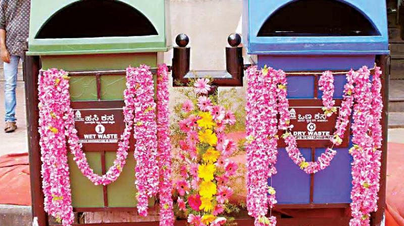 The newly installed twin bins in Gandhinagar. (Photo: DC)