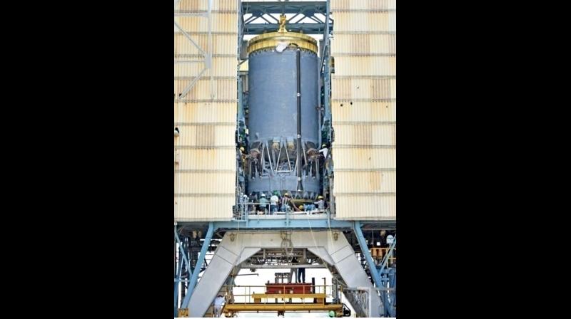 Cryogenic Upper Stage on the test stand. (Photo: DC)
