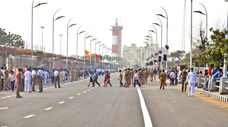 Republic Day celebrations fail to attract a big crowd at Marina on Thursday. (Photo: DC)