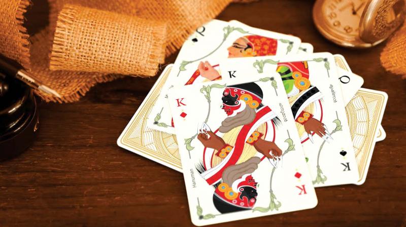 The latest addition to their catalogue is playing cards in Kathakali theme.