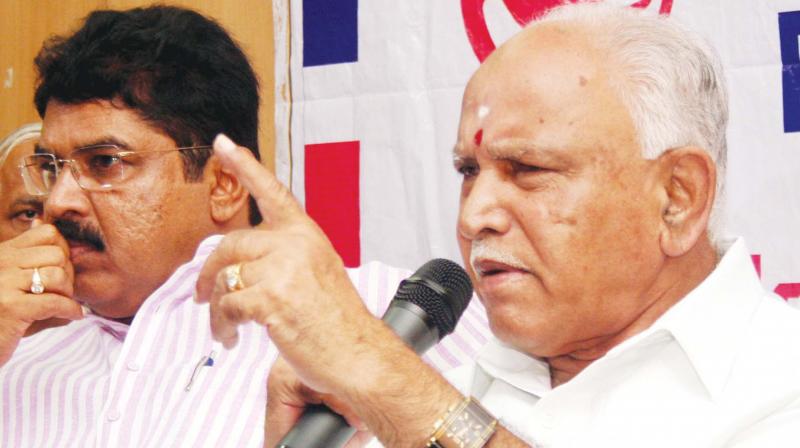 BJP leader B.S. Yeddyurappa at Meet the Press programme in Bengaluru on Saturday.