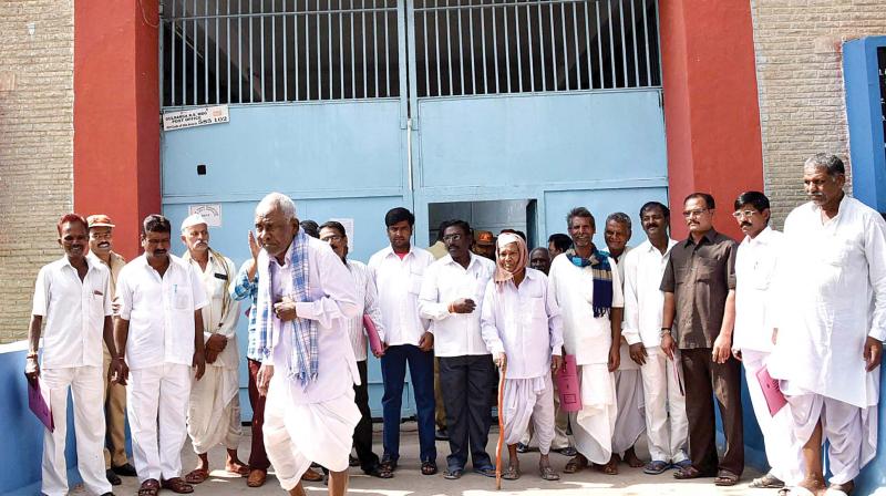 A prisoner, who was released on the basis of good conduct, walks out of Kalaburagi District Central Jail on Thursday. (Photo: KPN)