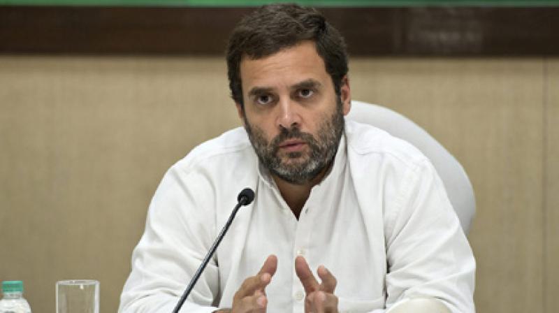Congress Vice President Rahul Gandhi at Congress Working Committee meeting at AICC HQ in New Delhi. (Photo: PTI)