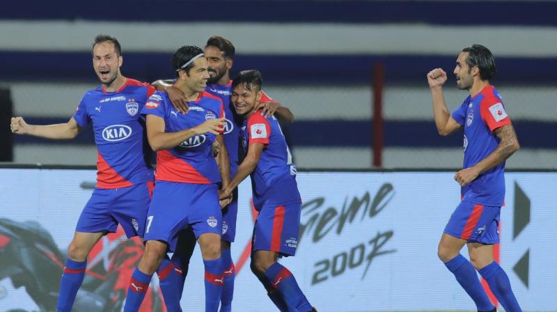 The Blues, who were dominant throughout the game at the Sree Kanteerava Stadium, were made to work hard by a resilient NorthEast United who were finally outdone by a 72nd-minute goal from Miku. (Photo: ISL Media)