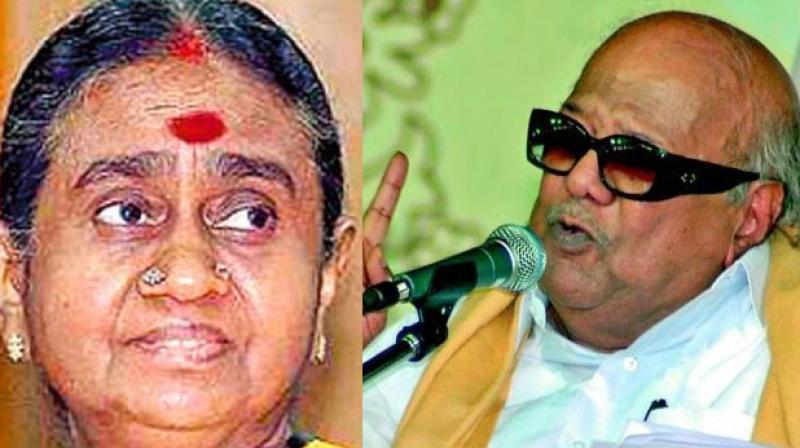 Dayalu Ammal, wife of late DMK patriarch M Karunanidhi, is the mother of DMK chief MK Stalin. (Photo: PTI | File)