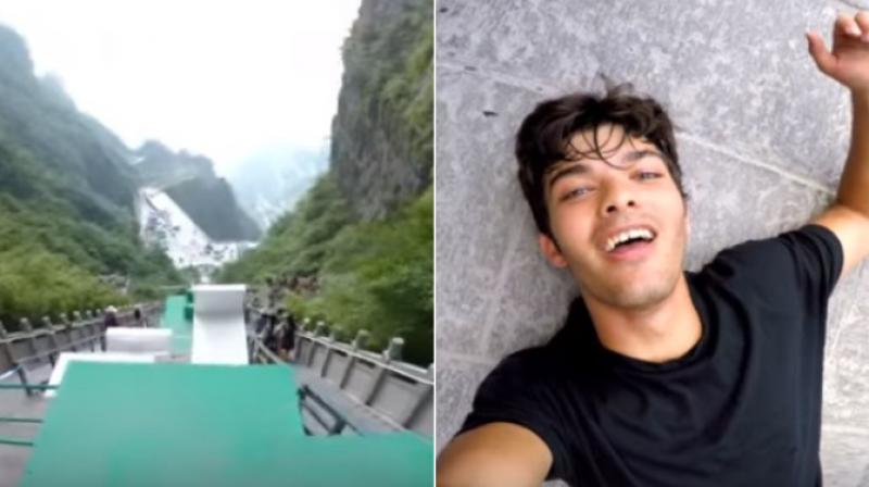 The exciting video was published by Calen on Youtube and has got over 1.5 lakh views as people are taken through the dizzy jump with a camera fitted on him. (Photo: Youtube)