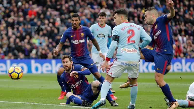 Iago Aspas gave Celta an early lead, but an inspired display from Lionel Messi appeared to have earned Barca another three points.(Photo: AFP)