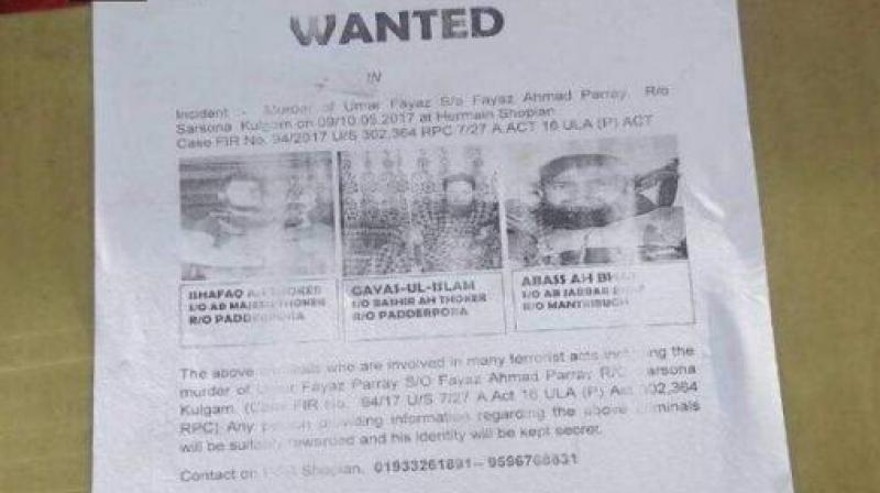 J&K: Posters of Lt. Ummer Fayazs killers appear in Shopian