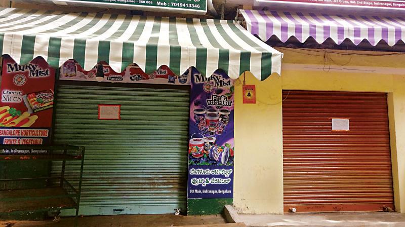 Shops sealed by BBMP in Indiranagar