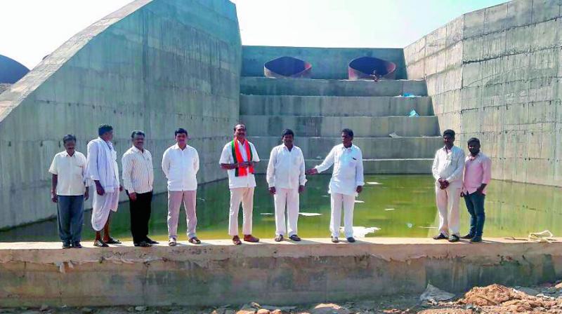 BJP team, led by state secretary K. Sridhar Reddy, visits the Bhakta Ramadas project at Islavat Thanda in Khammam district on Sunday. (Photo: DC)