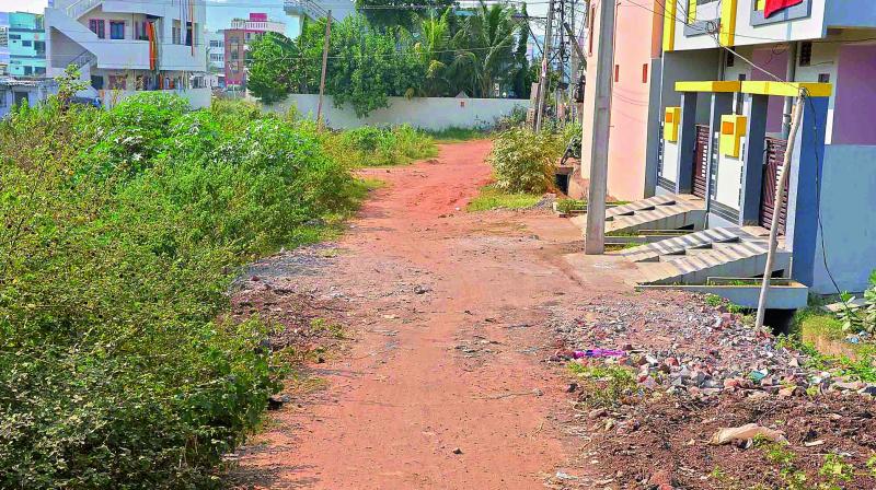 A road that is typical of Indiranagar Colony, once much sought-after, in Vijayawada. (Photo: DC)