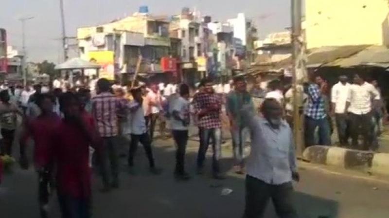 After TDP members claimed that no development took place in the town during Y S Rajasekhara Reddys regime, YSRCP workers got angered and the two sides clashed with each other. (Photo: ANI)