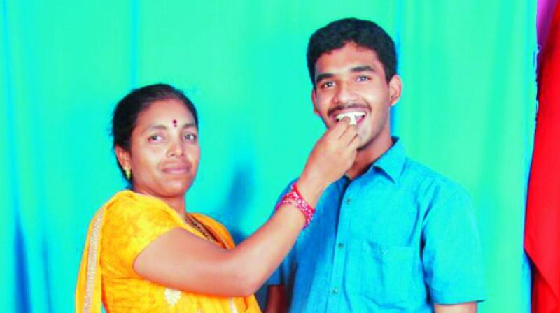 All India second ranker K.V.R. Hemant Kumars mother congragulating her son on his success. She said, â€œMy son aims to be a successful computer engineer and he also wants to do research in computer engineering. He used to study 12 to 15 hours a day.â€